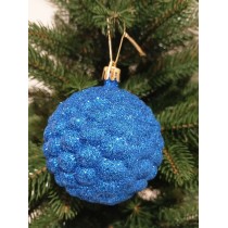 Новорічна куля в блискітках "Бульбашка" синя Ø80мм, ціна за набір 4шт